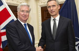 Defence Secretary, Sir Michael Fallon meets the Secretary General Of NATO, Jens Stoltenberg. Crown copyright.