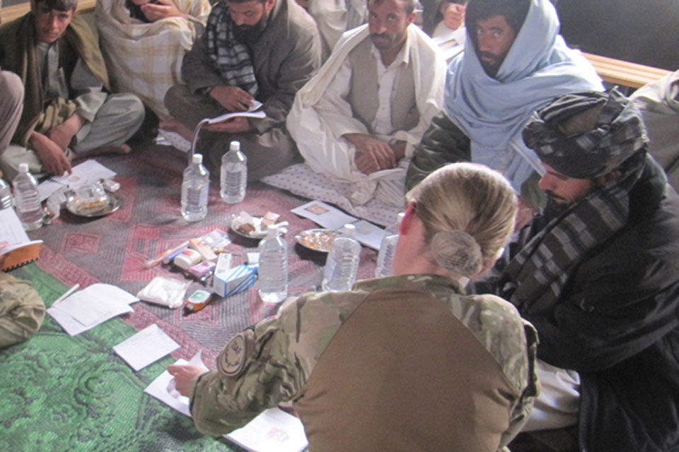 Captain Stewart's colleague Major Nicola Macleod runs a health workshop for local Afghans in the village of Kushal in Helmand province
