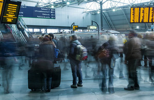 Passengers at Leeds rail station.