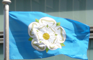 Yorkshire flag flying outside Eland House