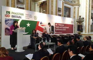 Today Baroness Sayeeda Warsi addressed more than 60 companies gathered in London for the inaugural UK - Pakistan Trade and Investment Conference