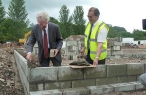 Andrew Stunell on a building site