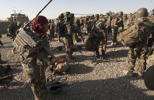 Soldiers from 3/215 Brigade of the Afghan National Army prepare to deploy on Operation Tuffan in the Nad 'Ali area of Helmand (library image) [Picture: Corporal Jamie Peters, Crown copyright]