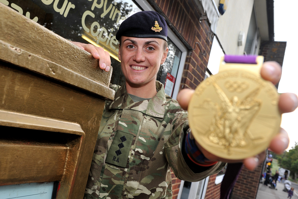 Captain Heather Stanning with her Olympic gold medal