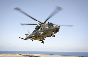 UK Commando Helicopter Force Merlins arriving in Sasebo