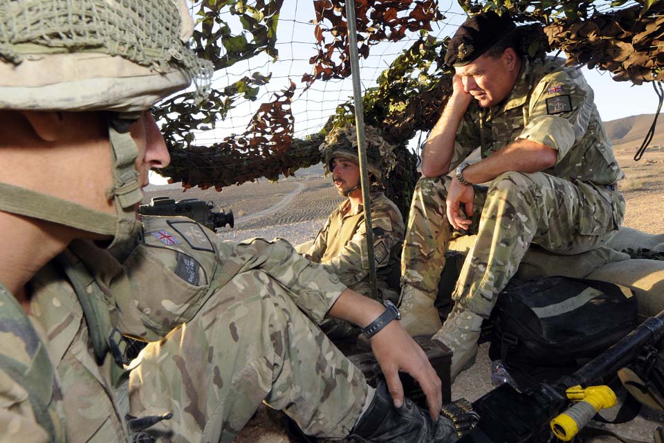 The Commander British Forces Gibraltar joins soldiers in a lookout tower