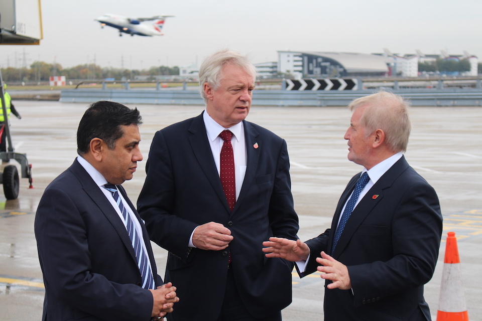 David Davis visits London City Airport to discuss Brexit with industry leaders