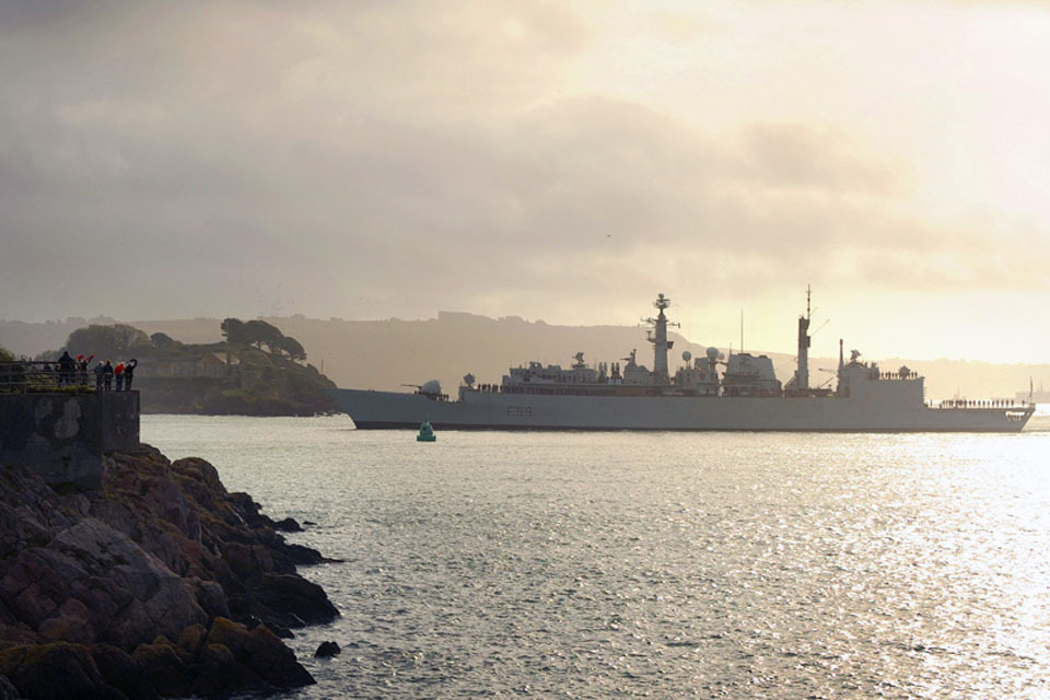 HMS Cornwall sails on counter piracy operations