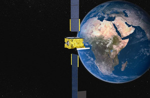 Computer-generated image of the Skynet 5D satellite in orbit [Picture: © Astrium / 2010]