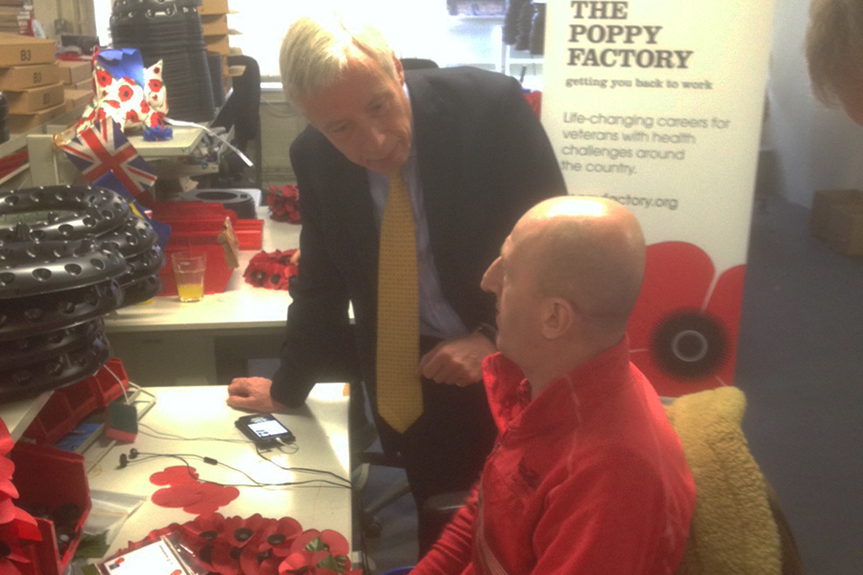 Earl Howe met Gary Lock, an ex Serviceman from 4 Battalion Royal Regiment of Wales.