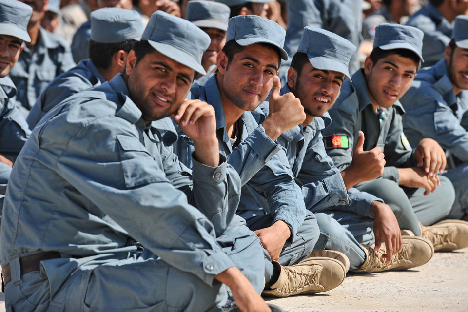 Afghan Uniform Police recruits at the Lashkar Gah Training Centre
