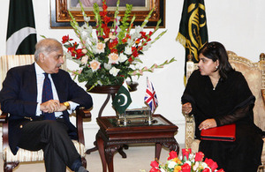 Baroness Sayeeda Warsi in meeting with Punjab Chief Minister Shahbaz Sharif.