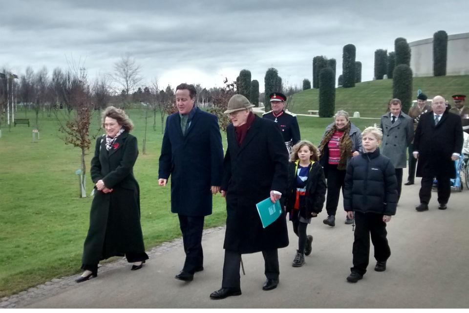 David Cameron and Eric Pickles at the National Memorial Arboretum