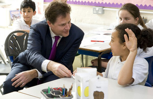 Deputy Prime Minister Nick Clegg visiting a primary school