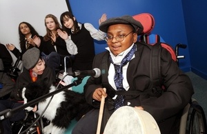 Disabled student in a music lesson