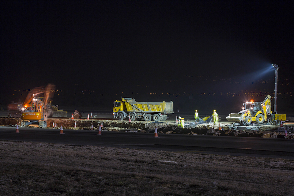 Night time work on the RAF Akrotiri runway.