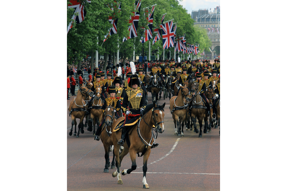 Troops and horses of the Household Division on The Mall