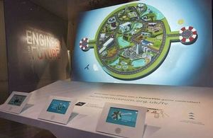 Photograph of the Futureville 3-D city-scape installation at The Science Museum
