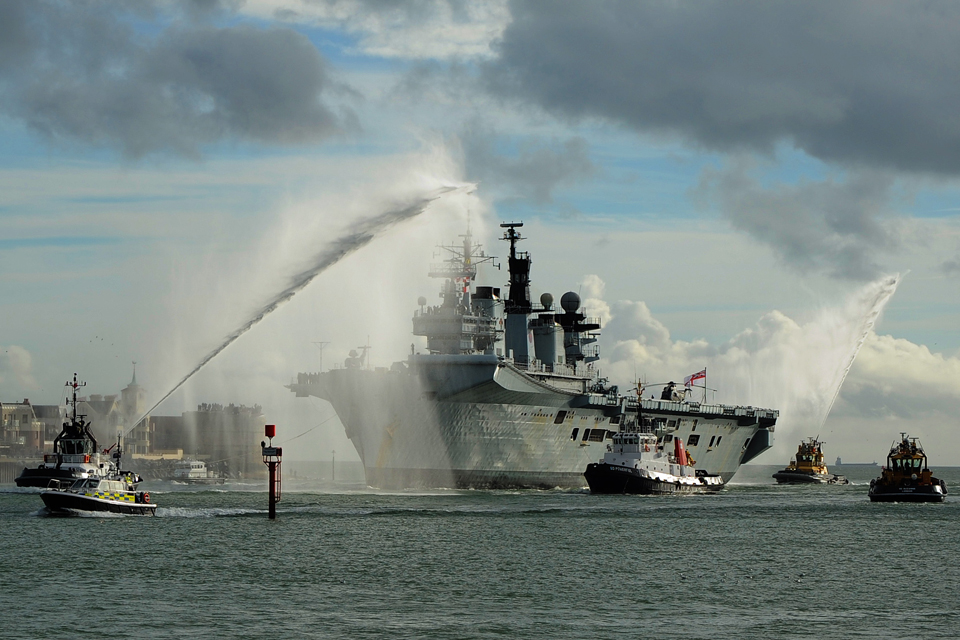 HMS Illustrious entering Portsmouth Harbour