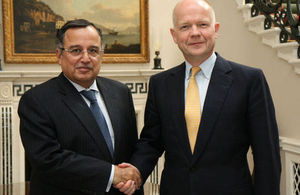 Foreign Secretary William Hague meeting Egyptian Foreign Minister Nabil Fahmy