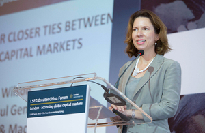 Consul General Caroline Wilson spoke to industry experts the London Stock Exchange’s Greater China Forum on the theme of the case for closer ties between UK and China capital markets