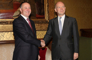 Foreign Secretary William Hague with John Key, Prime Minister of New Zealand in London, 18 September 2013.