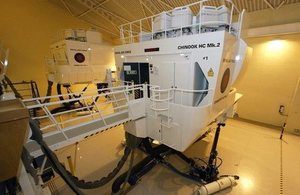 A Chinook Mk 2 helicopter simulator at RAF Benson.