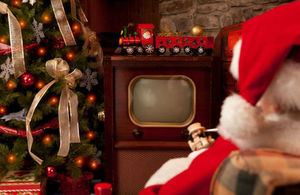 Santa watching TV