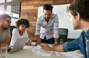 A team work together on a design project