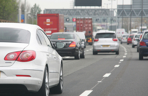 Heavy traffic on a busy road.