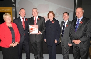 L-R: Baroness Jenny Randerson; John Griffiths AM, Minister for Culture and Sport; Rt Hon Carwyn Jones AM, First Minister of Wales; Rosemary Butler AM, Presiding Officer, National Assembly for Wales; David Melding AM, Deputy Presiding Officer, National Ass