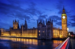 An evening picture of the Houses of Parliament and Big Ben in London