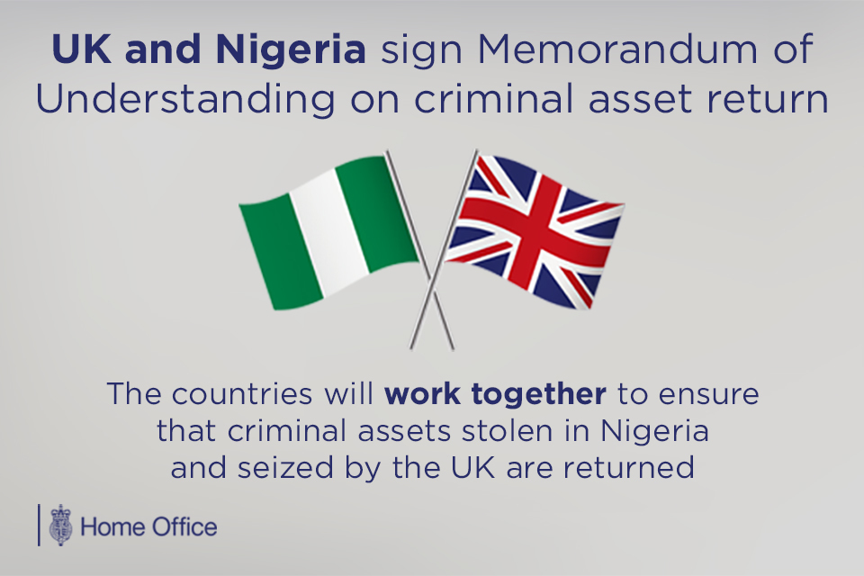 Immigration Minister signs agreement with Nigeria on returning stolen criminal assets