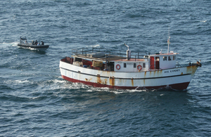 RFA Wave Knight's boat transfers a riding crew to the Miss Kameney [Picture: Crown copyright]