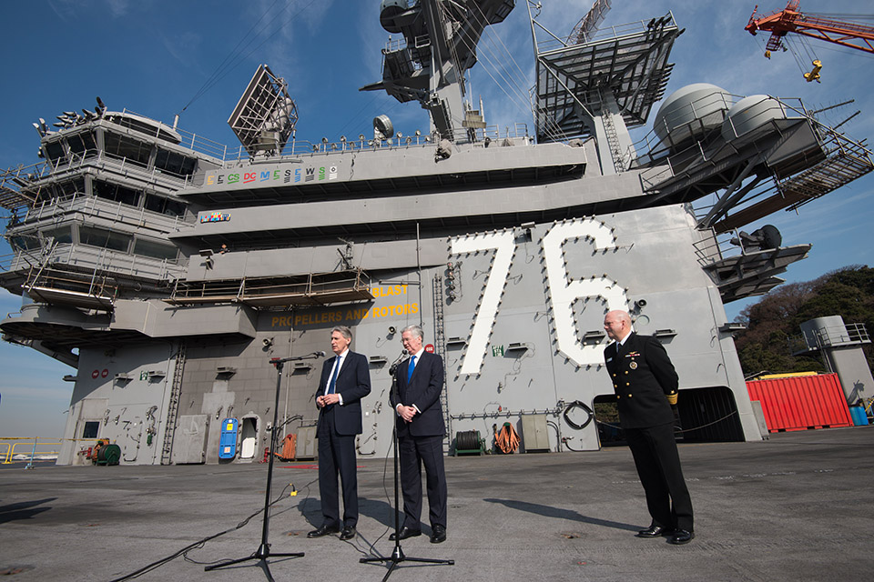 Defence Secretary Michael Fallon and Foreign Secretary Philip Hammond during the visit to Japan. Copyright British Embassy/Michael Feather