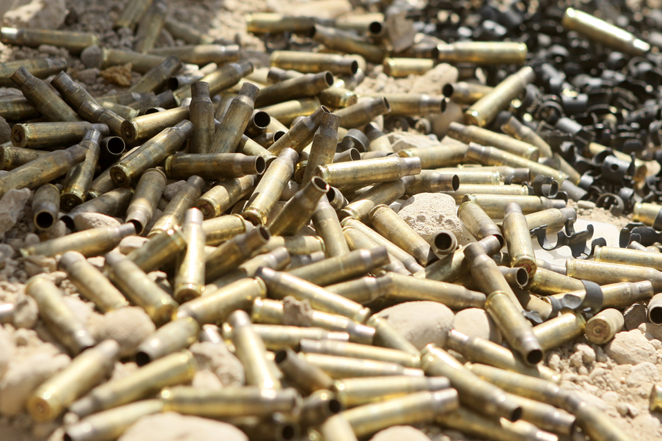 Empty cases from a general purpose machine gun