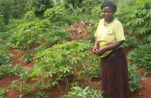 Agnes Kalya shows off her thriving sweet potato plants. Picture: HarvestPlus