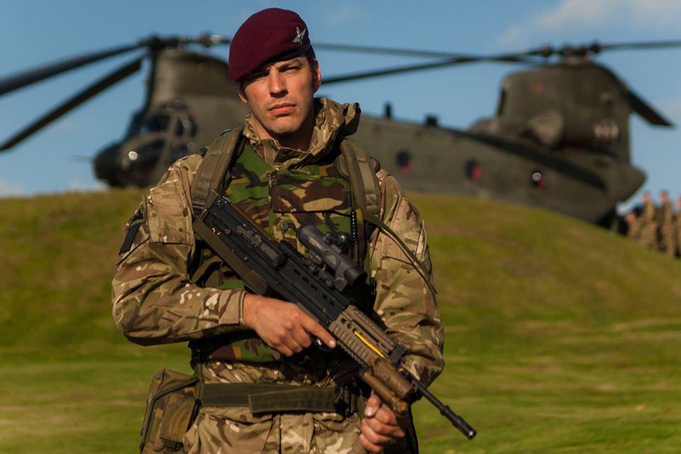 A paratrooper from B Company, 4th Battalion The Parachute Regiment