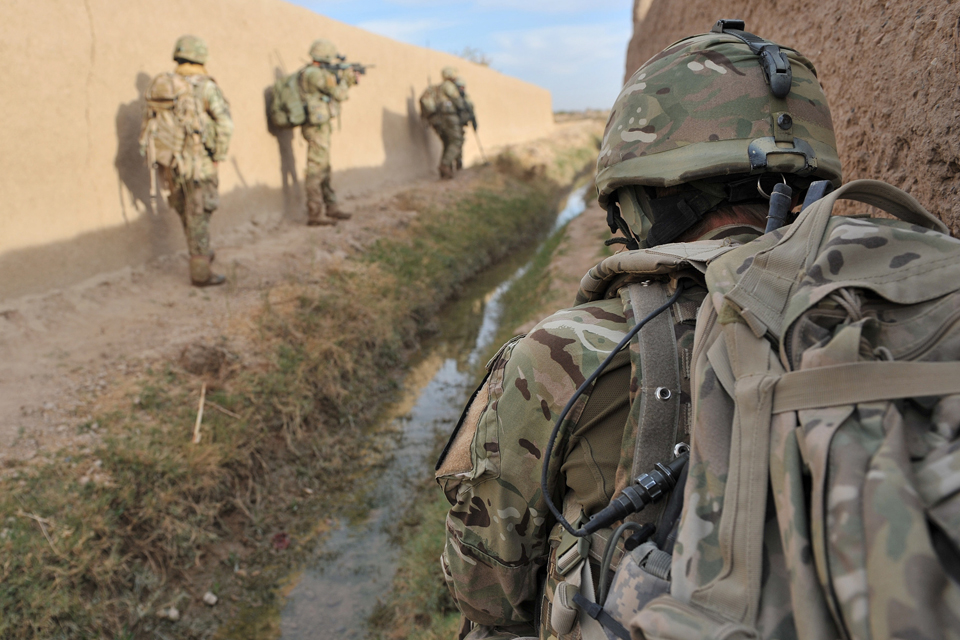 British soldiers searching compounds in Afghanistan 