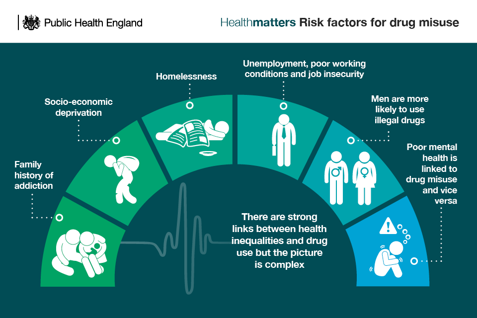 Infographic showing risk factors for drug misuse