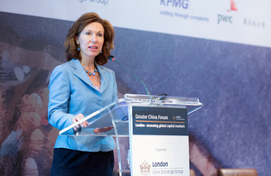 Consul General Caroline Wilson addressed the London Stock Exchange’s Greater China Forum