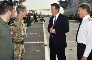 The Prime Minister meets some of the Alert Helicopter Crews onboard HMS Ocean