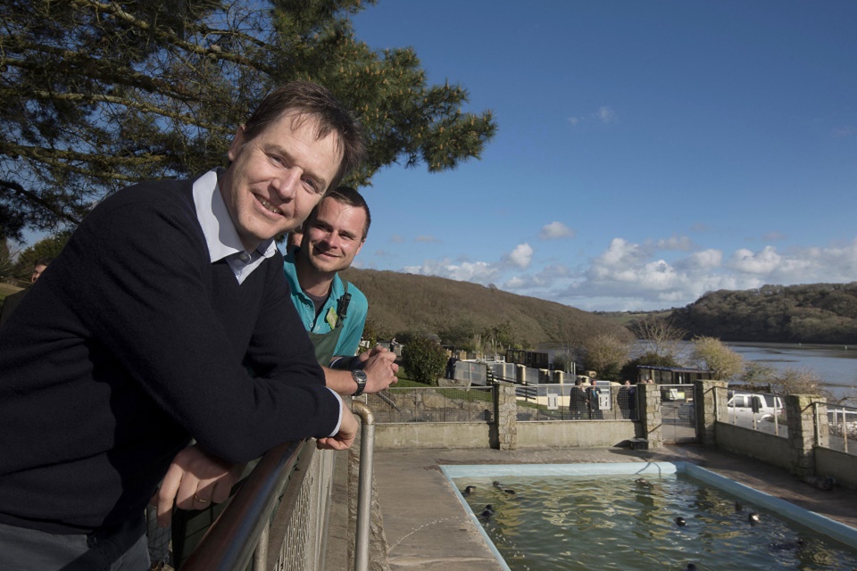Nick Clegg at Seal Sanctuary in Cornwall