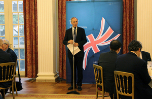 Tim Hitchens, British Ambassador to Japan, speaking at the event