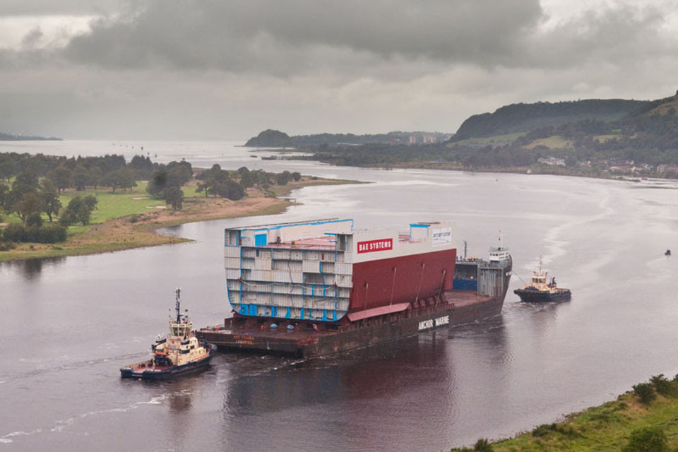 Key section of new Navy carrier is on the move