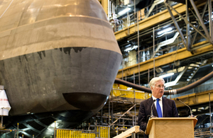 Defence Secretary Sir Michael Fallon beginning construction of the Royal Navy's Dreadnought nuclear submarine at Barrow in November. Crown Copyright