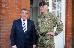 Minister for the Armed Forces, Mark Francois MP and Brigadier Andrew Hughes during a visit to troops deploying to Sierra Leone [Picture: Richard Watt, Crown copyright]