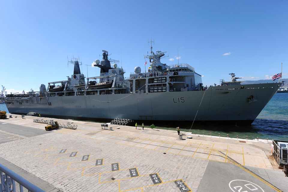 Royal Navy flagship sails into Gibraltar
