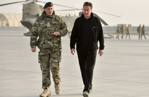 Prime Minister David Cameron arriving in Afghanistan