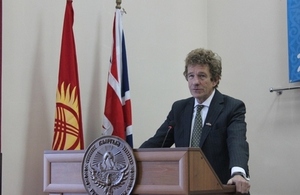 Lord Faulks speaks at the Law Academy in Bishkek